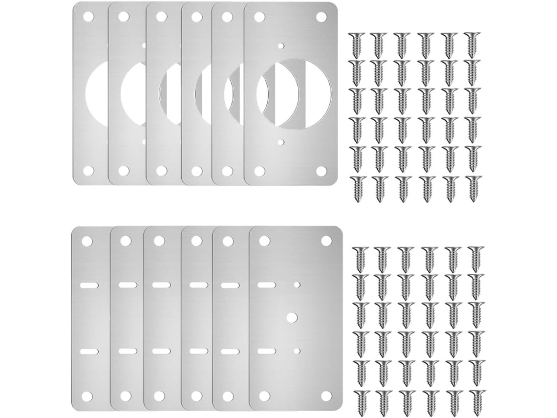 Kit De Dobradiças 4 8 12 Para Portas Armários, Placa De Reparo, Suporte De Reparo Dobradiça Fechadura Porta Armário