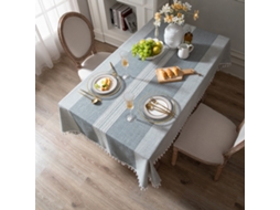 Lurelia Toalha De Mesa Algodão Linho Natural Lavável Bordado Borlas Boêmio