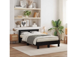 Vidaxl Estrutura Da Cama Com Fitas Led Carvalho Preto 120 X 190 Cm