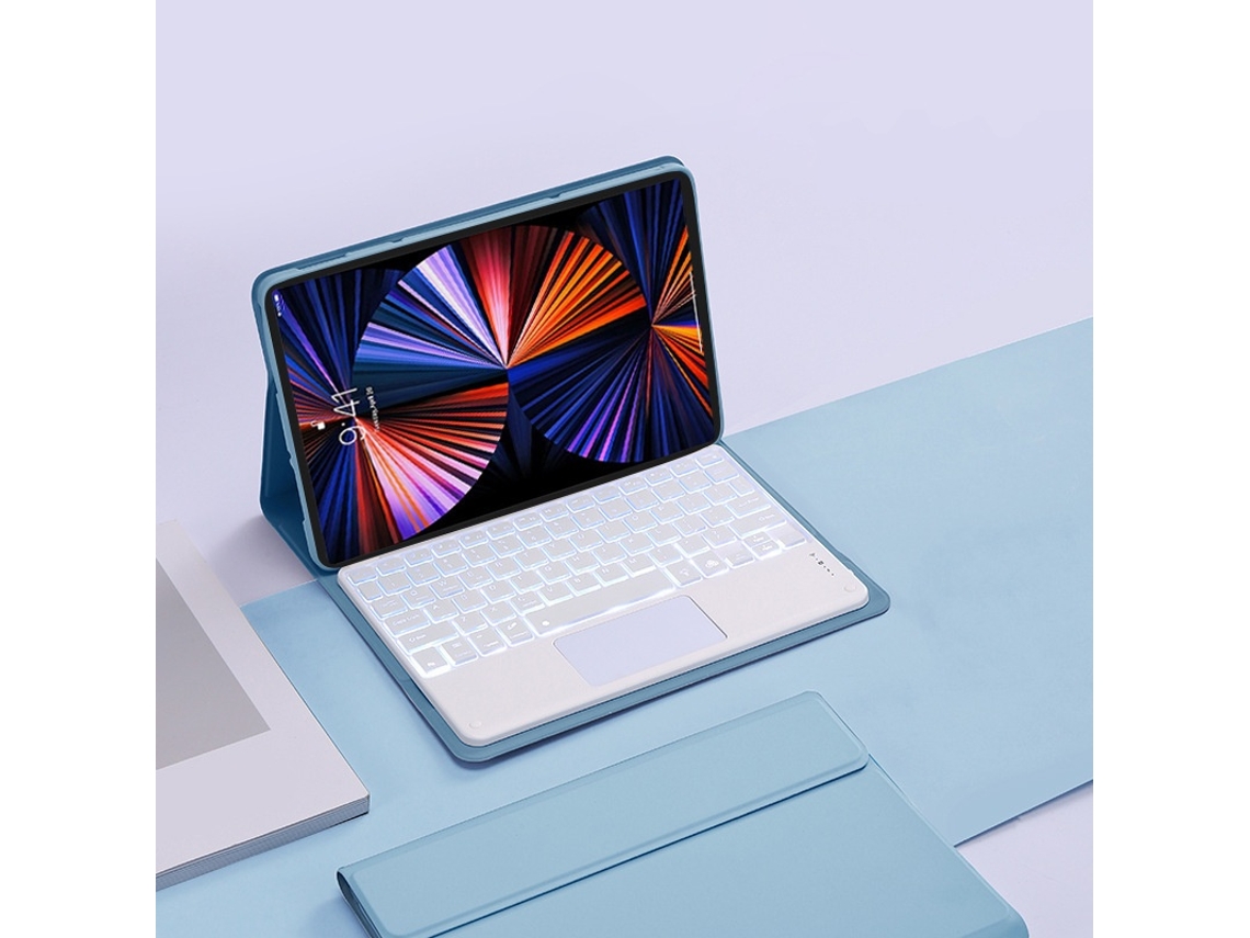 Elysve Capa Com Teclado Bluetooth Touchpad Retroiluminado Para Lenovo Idea Tab Pro 12,7 Polegadas 2025, Cor Azul