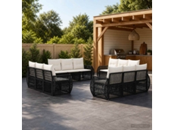 Vidaxl Conjunto De Sofá De Jardim 12 Unid. Preto E Branco Creme