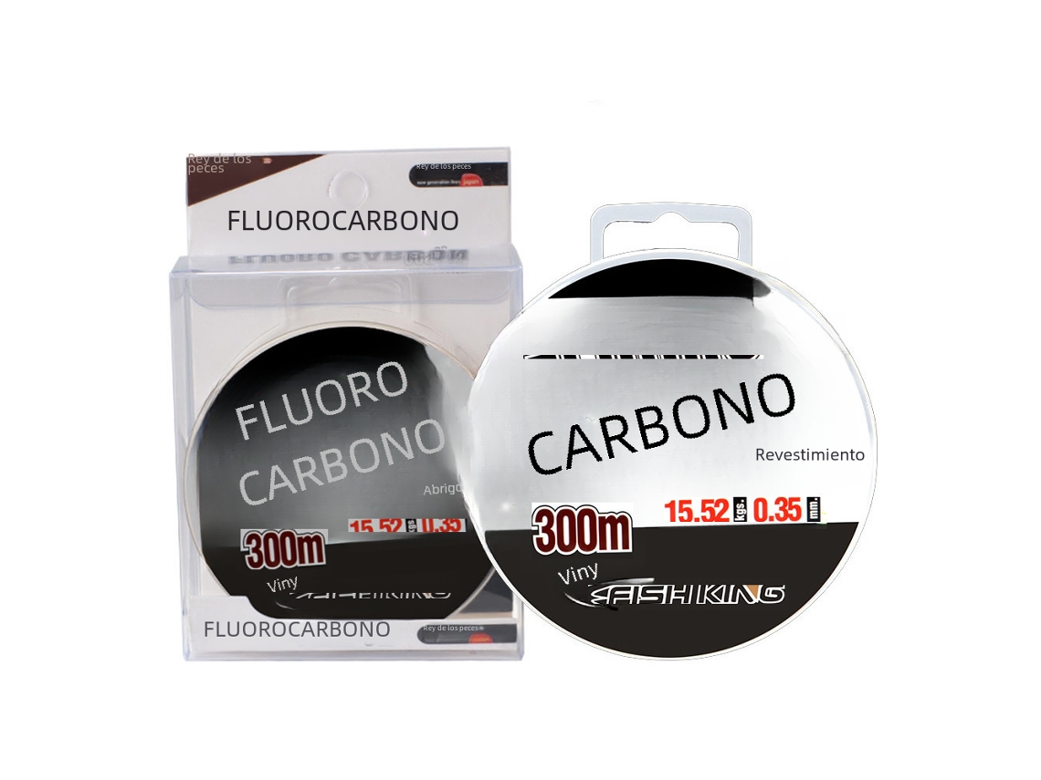 Linha De Pesca De Perfluorocarbono (0,50 Mm) De 300 M Com Líder De Fibra De Carbono Japonesa 100% Monofilamento.