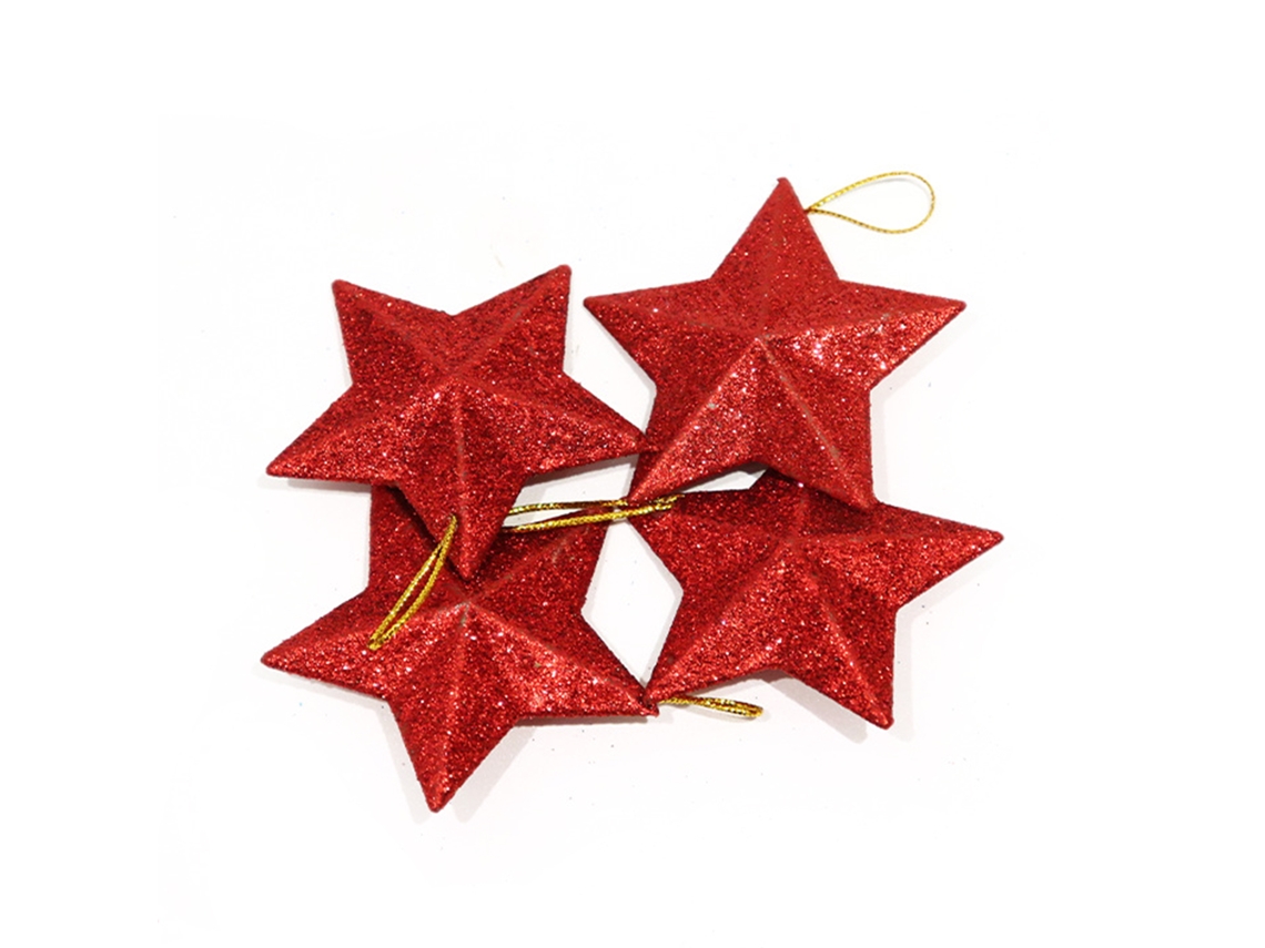 Laxiscreed Conjunto De 4 Estrelas Decorativas De Natal Em Plástico Vermelho, 10cm