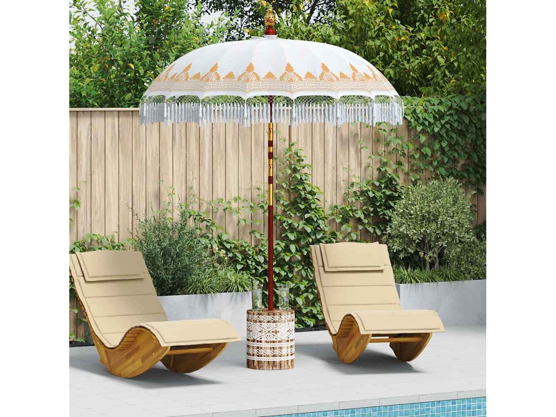 Vidaxl Parasol Balinês Com Base Creme 185 X 185 X 260 Cm