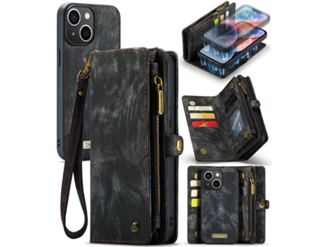 Capa Quedas Para Iphone 15 Caseme Pele Sintética Preto