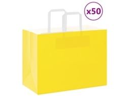 Vidaxl Sacos De Papel 50 Unid Com Alças Amarelo 32x17x25 Cm