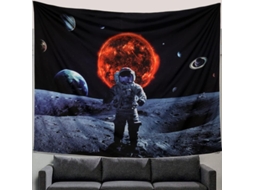 Tapeçaria espacial com astronauta, planetas e galáxia, decoração de parede incrível para casa.