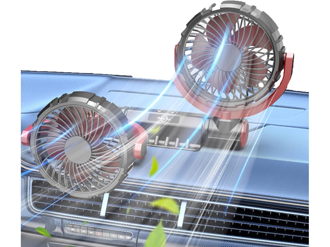 Ventilador Usb Para Carro, Com Duas Cabeças E Três Velocidades