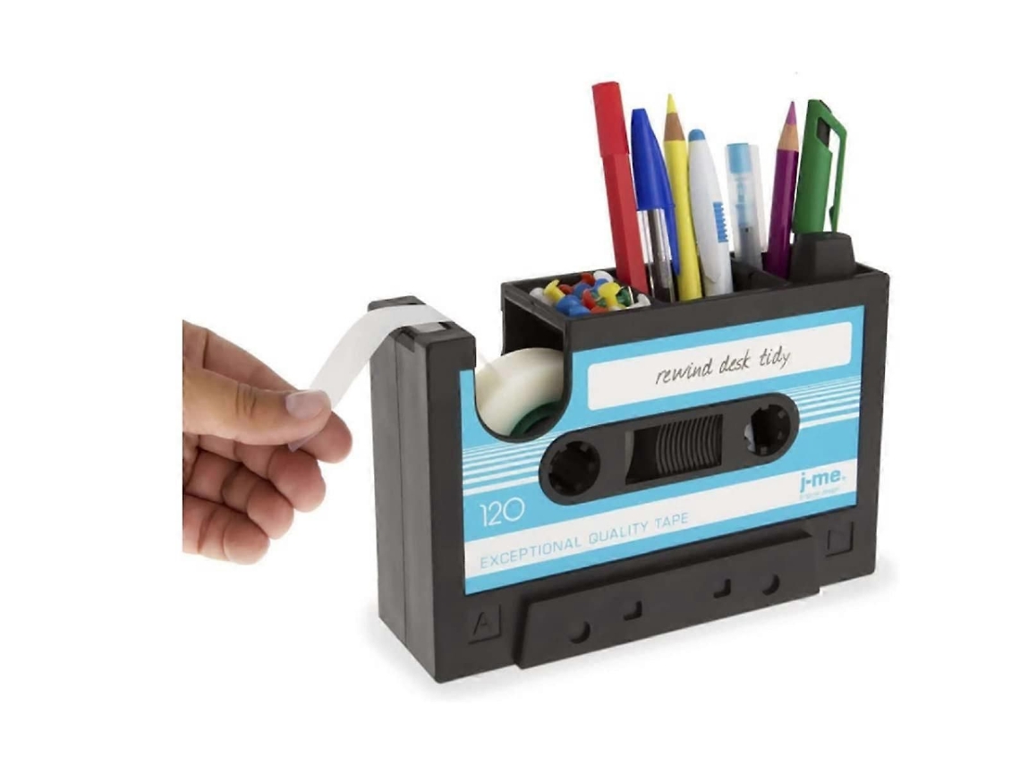 Porta lápis Criativo com Fita Adesiva, Dispensador de Cassete Retrô, Caixa Organizadora Mesa para Artigos D e Papelaria Materiais Esc GOKOCO