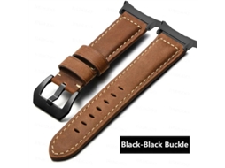 Pulseira Pangnahai em couro genuíno para Samsung Galaxy Watch7 Ultra 47mm marrom escuro com conector Padrão preto