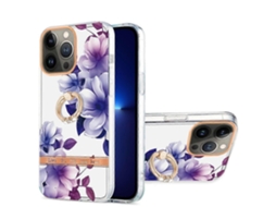 Capa De Tpu Com Estampa De Flores E Anel Imd Para Iphone 13 Pro Max