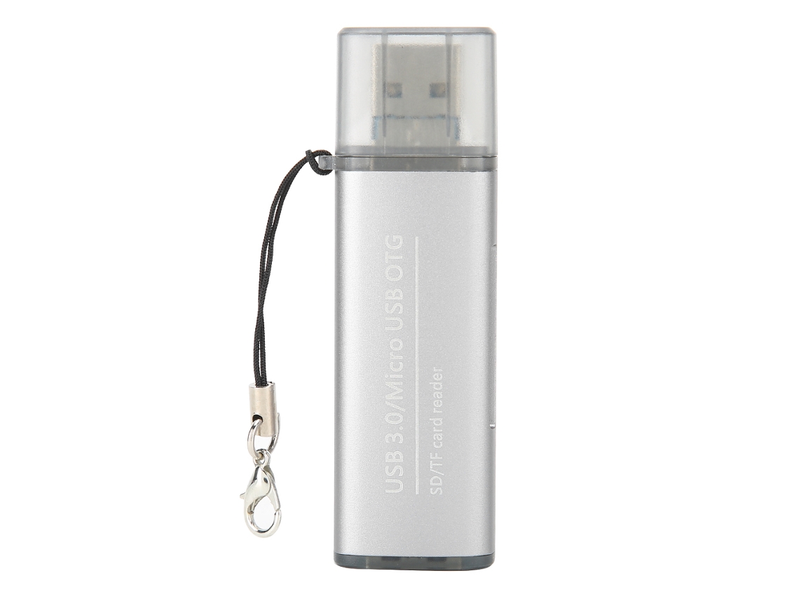 Leitor de Cartão Portátil Usb 3.0 com Gancho, Cinza AQUAFORGE