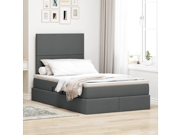 Vidaxl Cama Com Arrumação E Colchão Cinza Escuro 120 X 200 Cm Tecido
