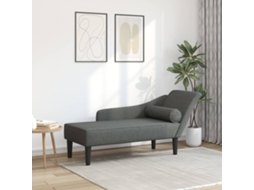 Vidaxl Chaise Lounge Com Almofadões Tecido Cinzento-escuro