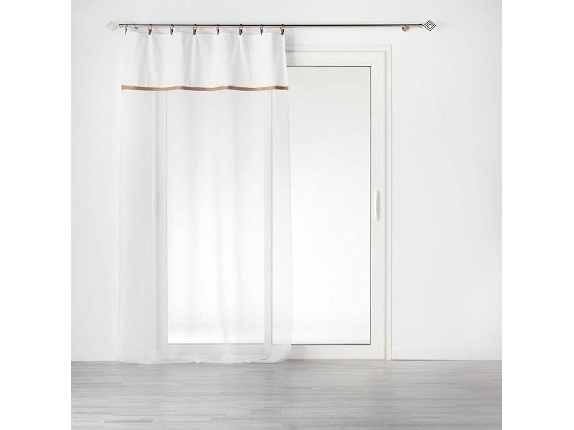 Voilagem Com Argolas 140 X 240 Cm – Polycotton Sablé + Juta Leana Branco