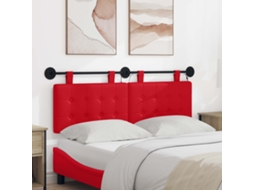 Vidaxl Cabeceira Suspensa Com Luz Led Vermelho Couro Sintético