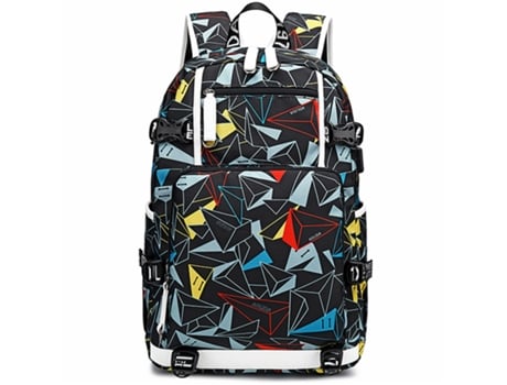 Mochila de ombro mochila de estudante simples mochila de estudante casual mochila de homem de 16 polegadas Amarelo triangular