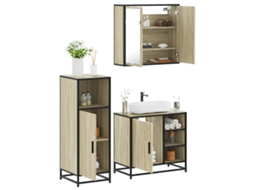 Vidaxl 3 Pcs Conj. Móveis Casa Banho Derivados Madeira Carvalho Sonoma