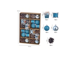 Pacote De Sino E Bola De Natal, Pacote De Pinho Com 24 Unidades Igvtrade (azul)
