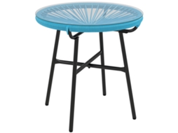 Mesa de centro redonda ZENCORE SERVICES em resina, acabamento metálico, Ø50x50 cm