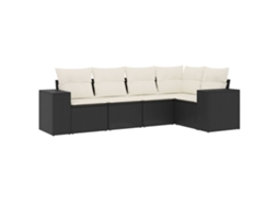 Maison Exclusive - 5 Pcs Conjunto Sofás De Jardim Com Almofadões Vime Pe Preto