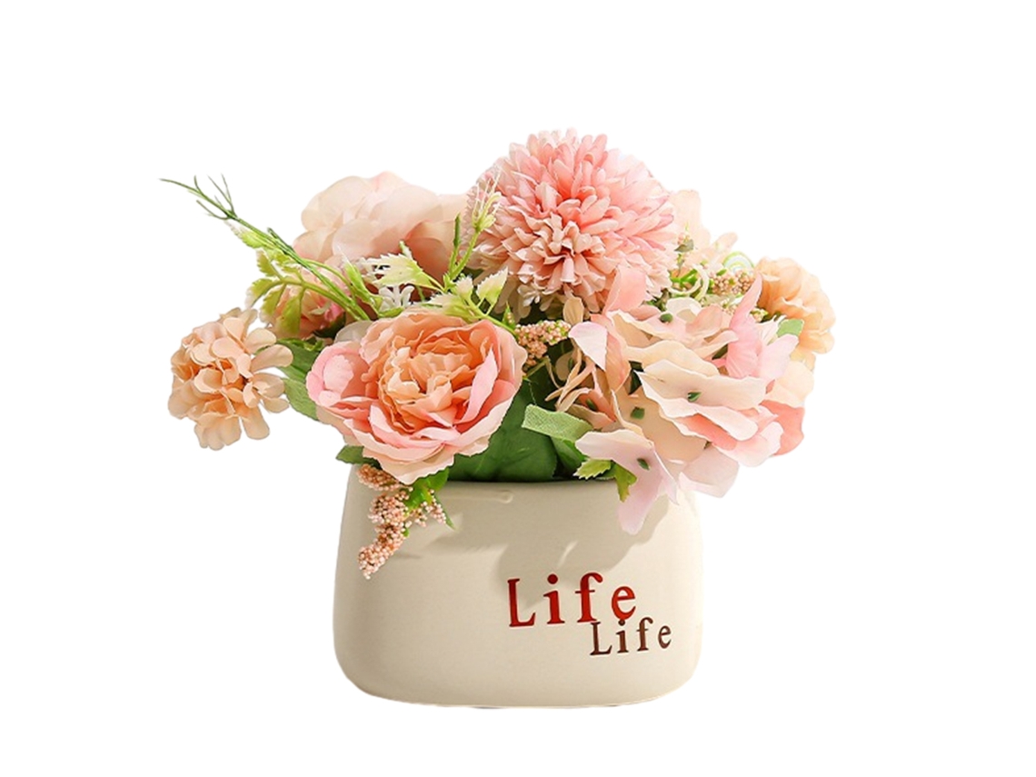 Flores Artificiais em Vaso Pequeno Vaso de Cerâmica Decoração de Mesa NEVEANCE