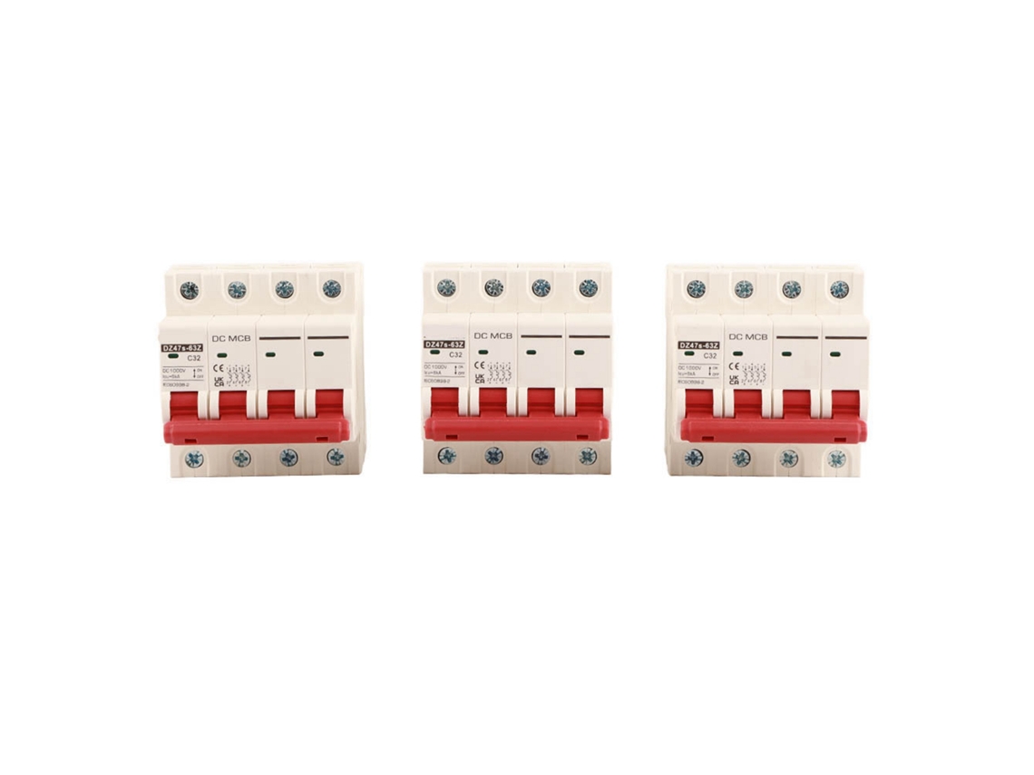 Hkj 3 Peças Interruptor de Circuito Mcb Dz47‑63z Dc1000v 4p Protetor Solar Contra Sobrecarga e Curto circuito
