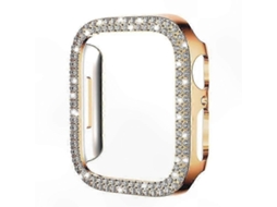 Capa De Policarbonato Vazada Com Diamantes Em Fileira Dupla Para Smartwatches.