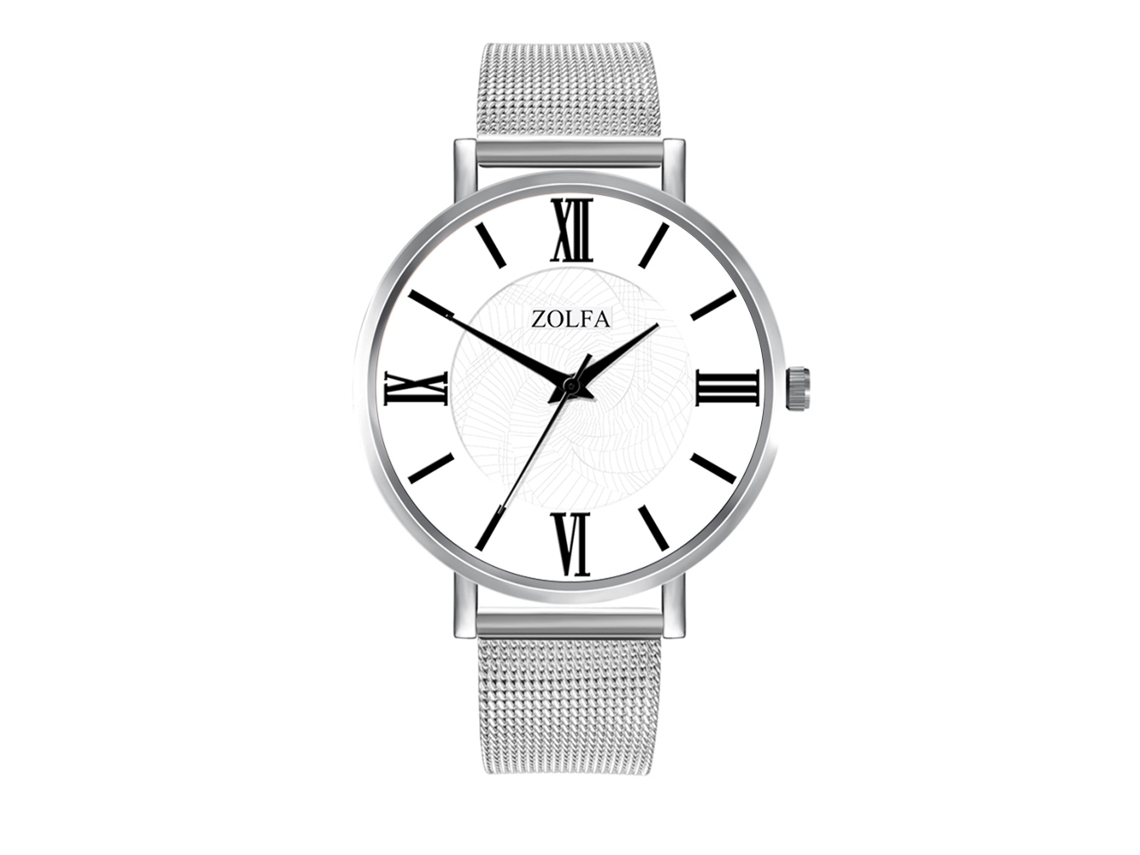 Reloj De Cuarzo Para Mujer Con Correa De Malla, Dial De Color Sólido, Casual (plateado)