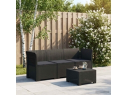Vidaxl Sofá De Jardim 3 Lugares Com Almofadas Visual Rattan Pp