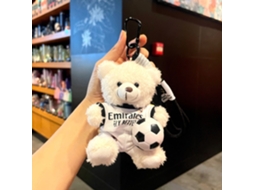 Chaveiro Urso Peluche Real Madrid, camisola branca, colecionável, STELASPLEN