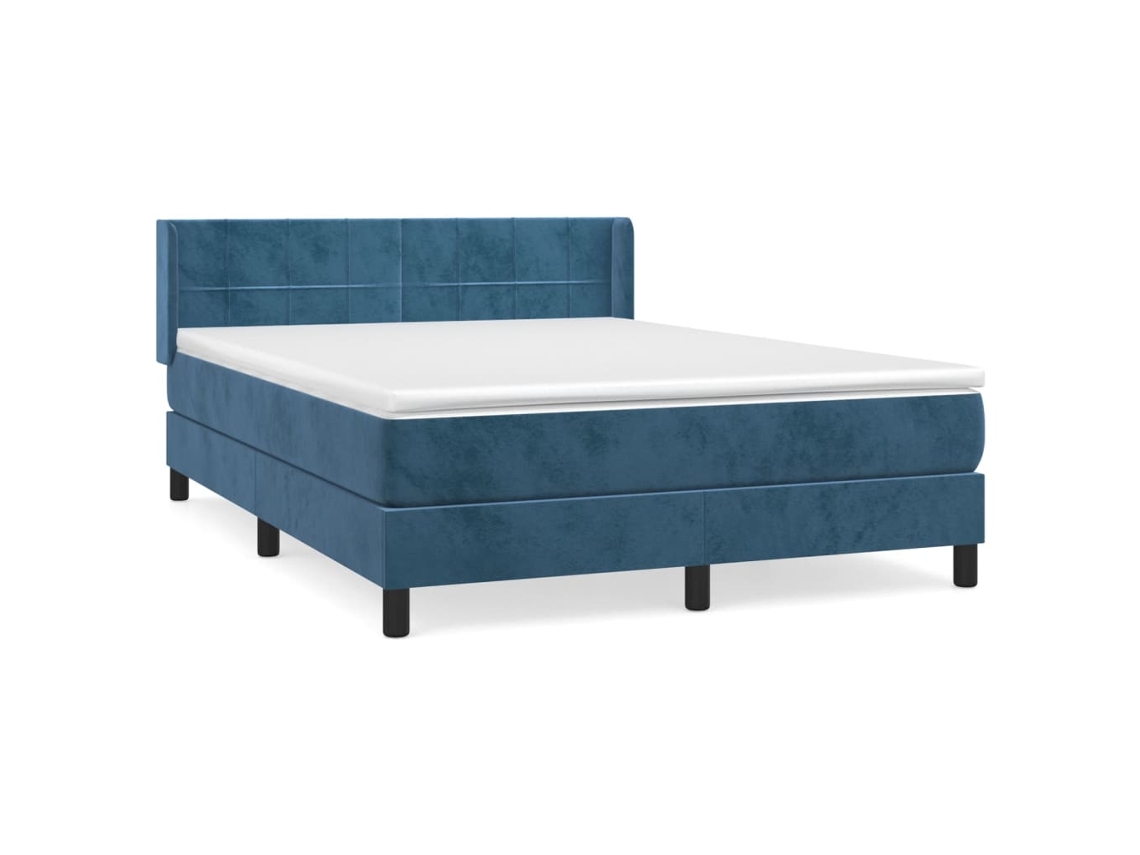 Cama com Molas/colchão 140x190 Cm Veludo Azul escuro MAISON EXCLUSIVE