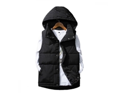 2026 chaleco Acolchado para Hombre Allthemen Con Gorra Desmontable Otoño Invierno Ajustado Casual Sin Mangas Jra M Negro