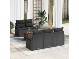 Vidaxl Conjunto De Sofá De Jardim 6 Unid. Preto Vime Pe