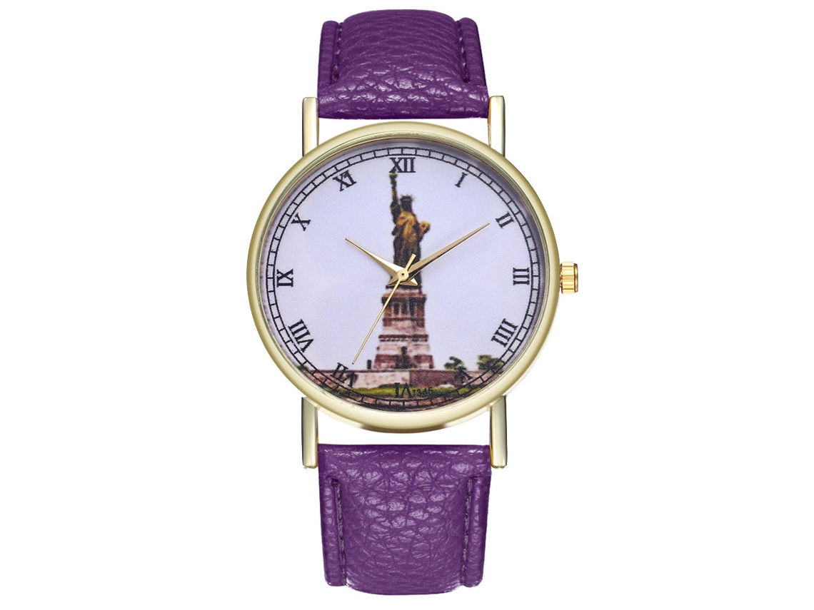 Relógio de pulso analógico de quartzo Zhoulianfa Classic Purple Alloy