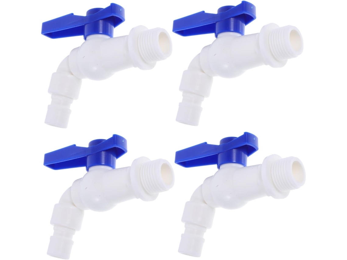 Conjunto De 4 Torneiras Jardim Em Plástico Resistente Com Rosca 1/2