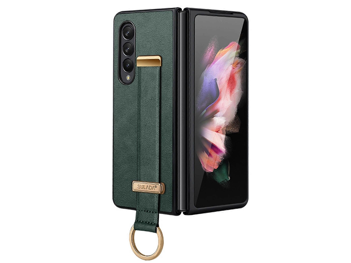 Capa De Celular À Prova De Choque Com Textura De Couro E Toque De Pele Para Samsung Galaxy Z Fold3 5g Sulada Cool Series (preta)