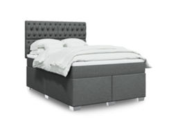 Vidaxl Cama Com Molas/colchão 140x190 Cm Tecido Cinzento-escuro