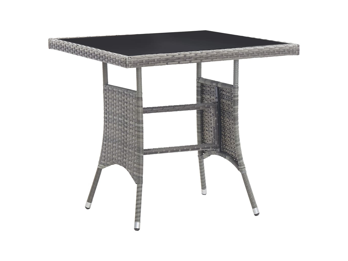 Vidaxl Mesa De Jardim 80x80x74 Cm Vime Pe Cinzento
