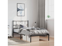 Vidaxl Estrutura De Cama Com Cabeceira 100x200 Cm Metal Preto