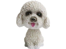 Adorno De Coche Perro De Resina Con Cabeza Moviéndose Blanco Creativo Accesorio De Auto