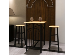 Vidaxl Conjunto De Jantar Com Mesa Madeira Bronze E Aço Preto