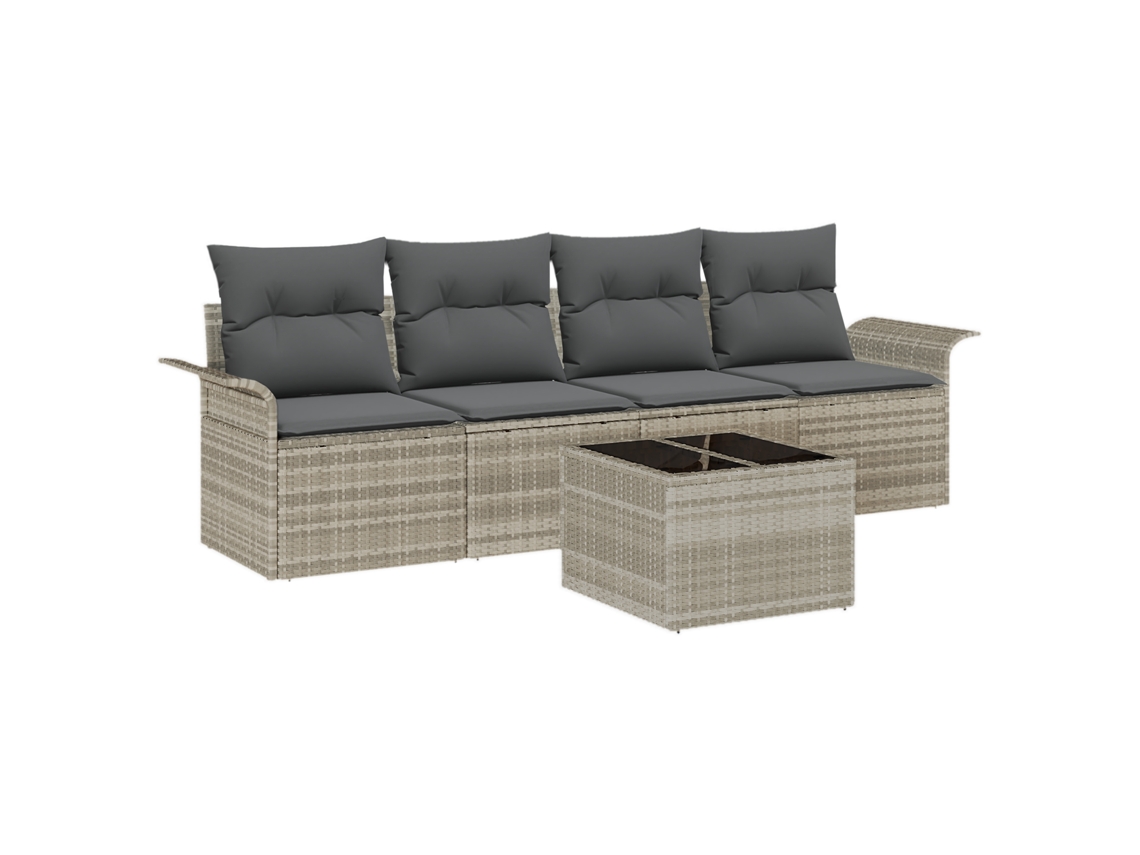 Conjunto 5 Conjunto De Sofá De Jardim Vidaxl Cinzento Vime Pe (55 X 55 X 37 Cm)
