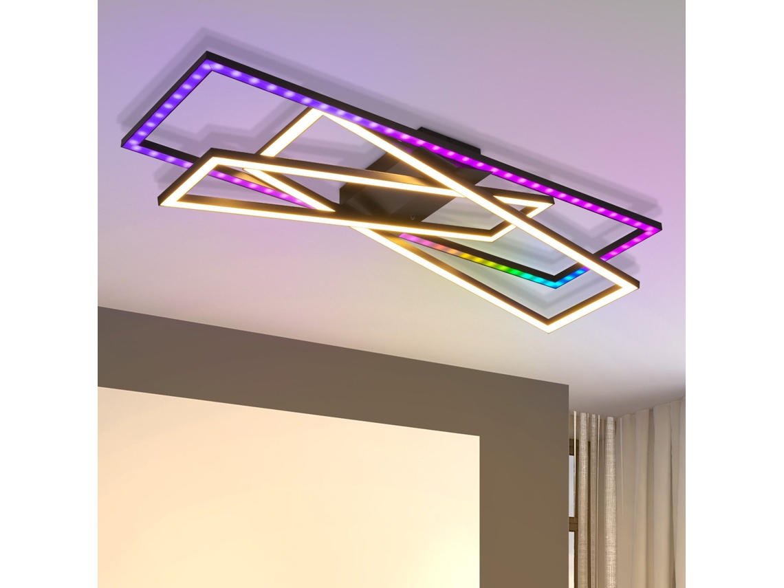 Nettlife Candeeiro De Teto Led Para Sala De Estar, Candeeiro Retangular Preta Com Controlo De Intensidade E Design Moderno