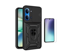Kit Vidro Clearglass Capa Magnetic Slide Window Phonecare Para Xiaomi Poco C85 - Preto