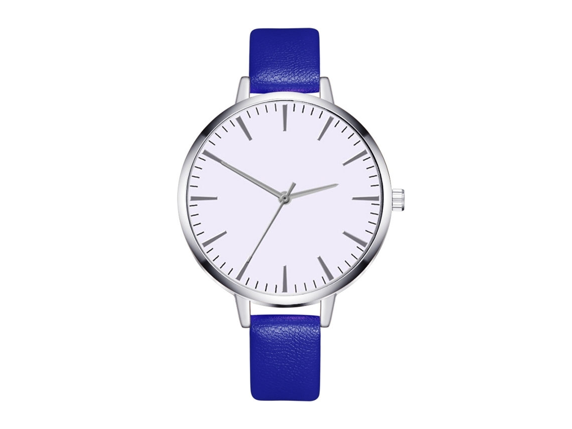 Relógio Feminino de Pulso de Quartzo com Pulseira Pu e Dial Fino Simples (azul)