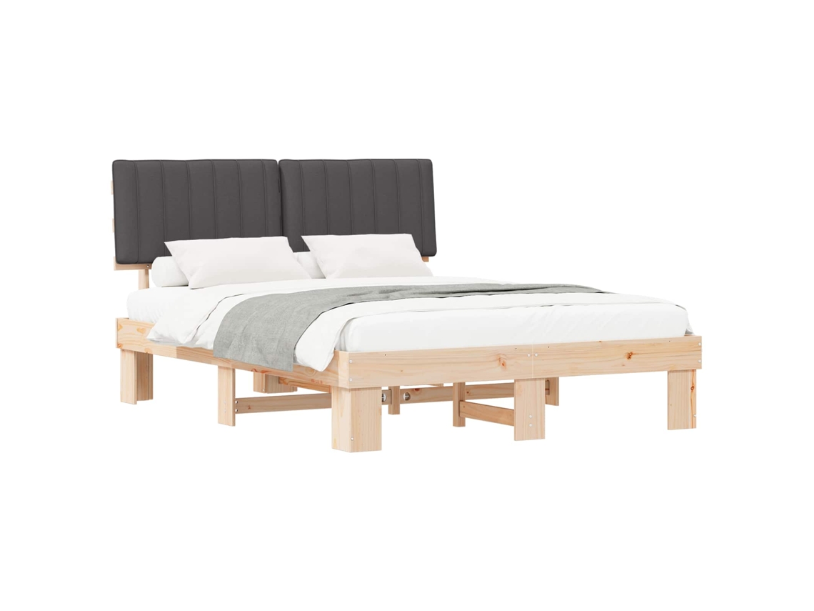 Estrutura de Cama com Cabeceira Estofada Cinza Escuro MAISON EXCLUSIVE