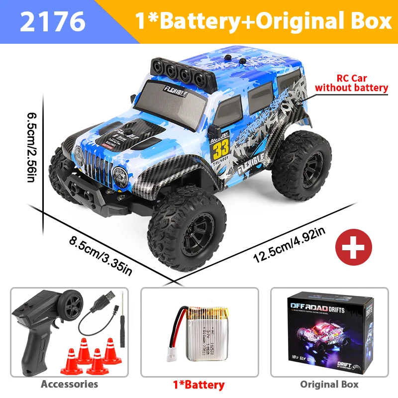 (azul) Carro De Corrida De Drift Off-road De Alta Velocidade Com Controle Remoto, Brinquedo Elétrico Infantil