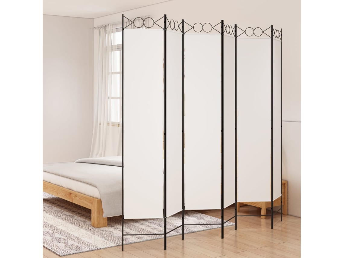 Vidaxl Divisória/biombo Com 6 Painéis 240x220 Cm Tecido Branco