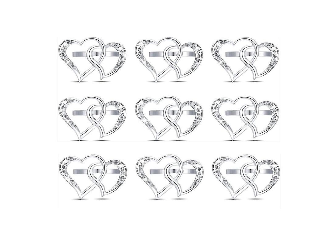 Nova Line 12 Anéis de Guardanapo de Coração para Dia Dos Namorados Decorativo de Mesa Prata